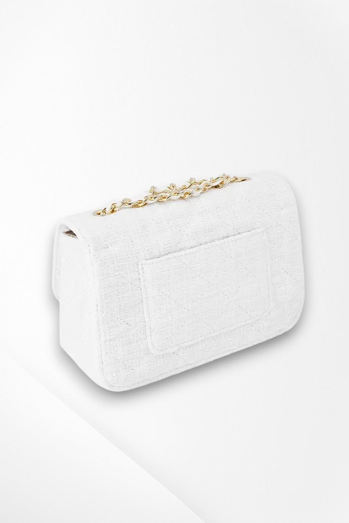 Bag with stitching and gold detail - White