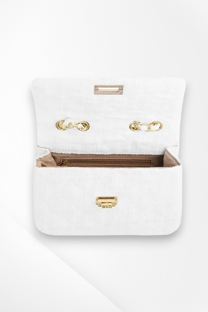 Bag with stitching and gold detail - White