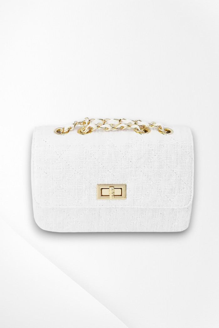 Bag with stitching and gold detail - White