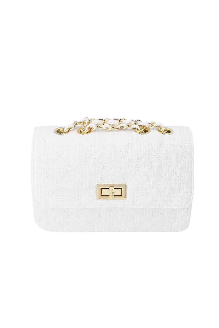 Bag with stitching and gold detail - White