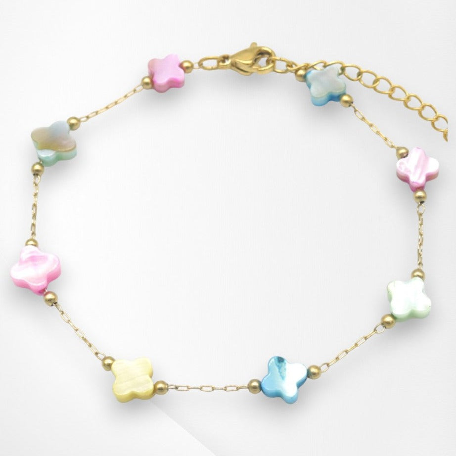 Gold Bracelet Clovers - Multicolor