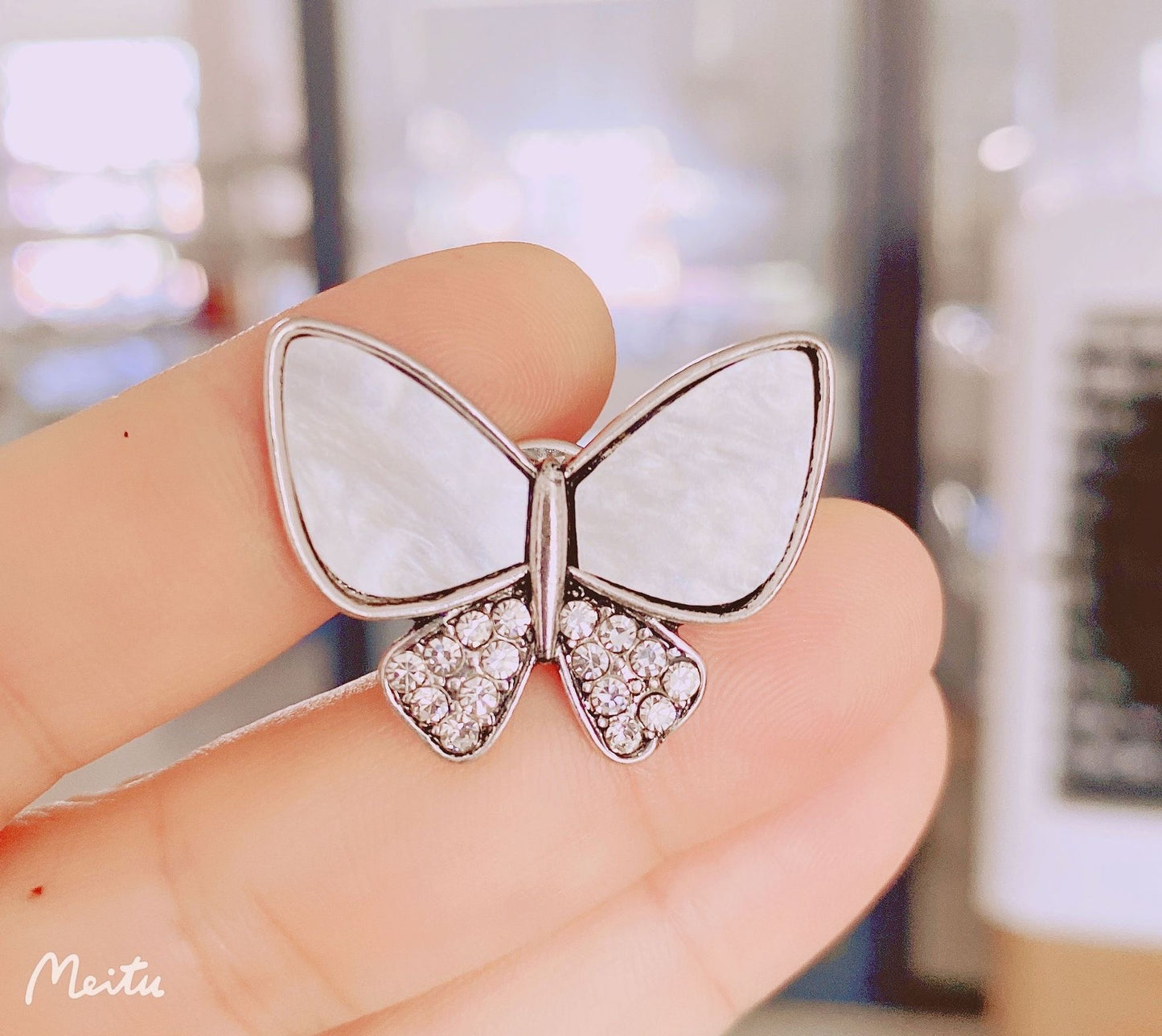Parel Vlinder broche