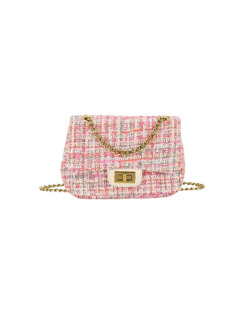 Kunstlederen schoudertas tweed