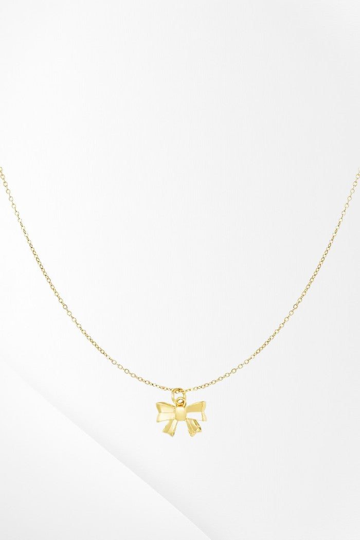 Simple necklace with bow pendant - Gold
