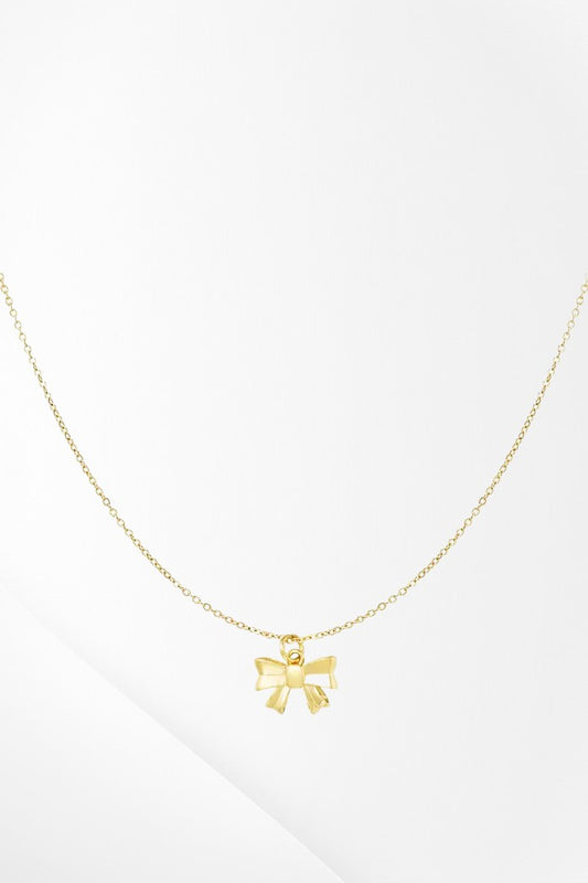 Simple necklace with bow pendant - Gold