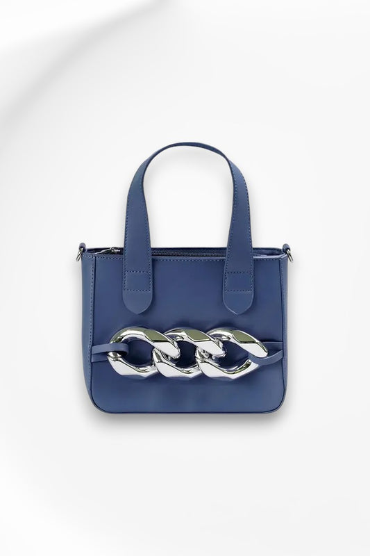 PU Bag with metal chain Blue