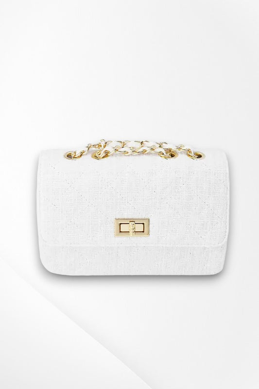Bag with stitching and gold detail - White