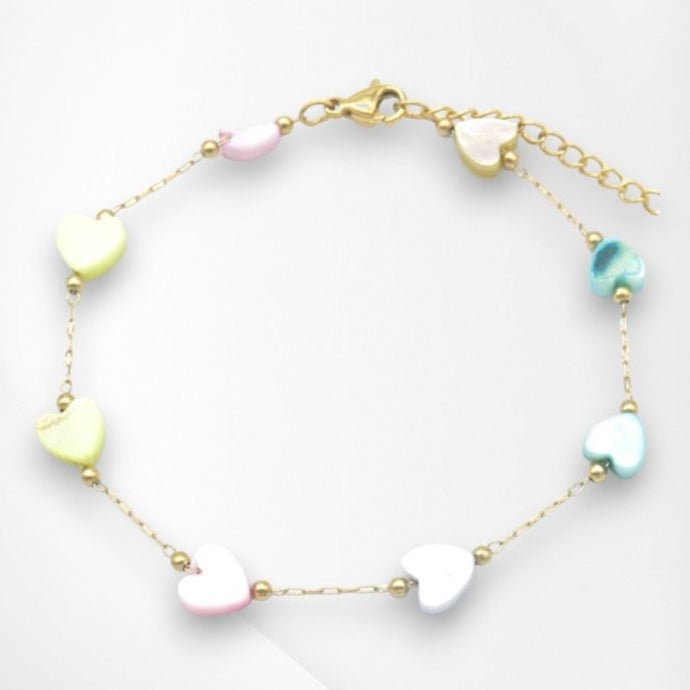 Gold Bracelet Hearts - Multicolor