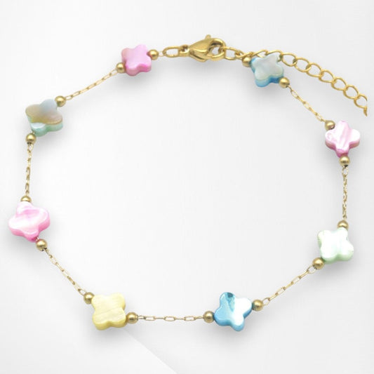 Gold Bracelet Clovers - Multicolor