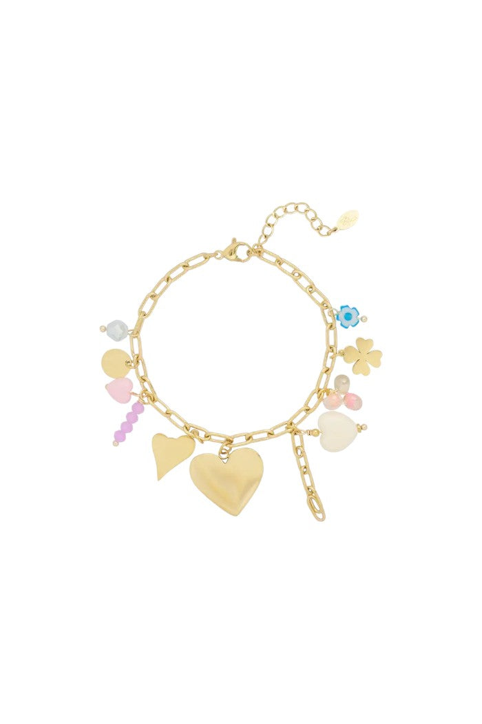 Bedelarmband gekleurde bedels