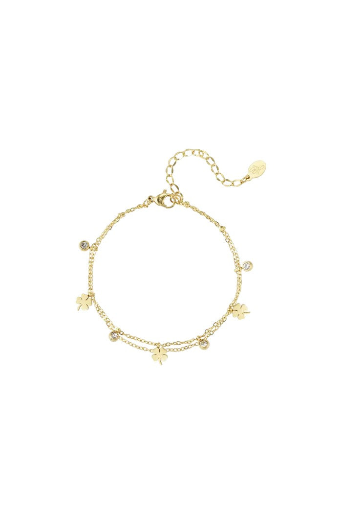Bedel armband met klaver en diamant