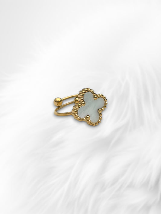 Clover Ring Gold-White