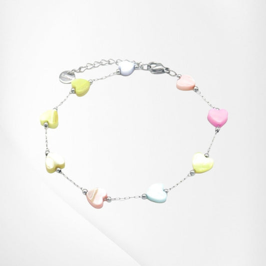 Silver Bracelet Hearts - Multicolor