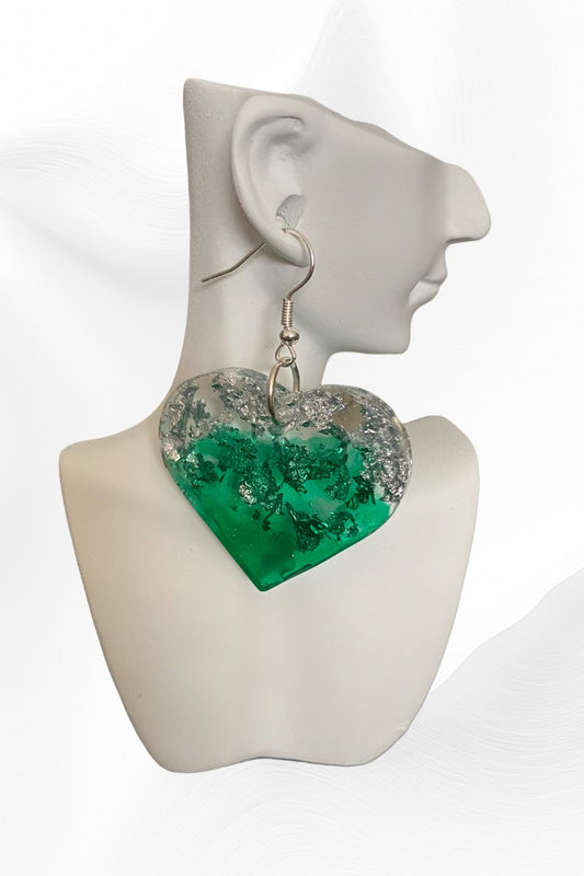 Green Heart Earings