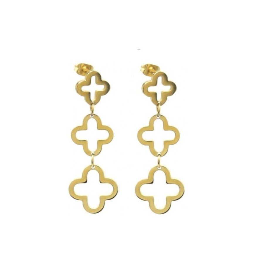 triple clover hang oorbellen