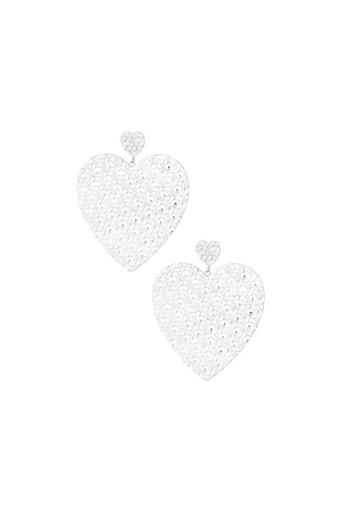 Oorbel met kleine hartje met grote hartjes hanger - goud
