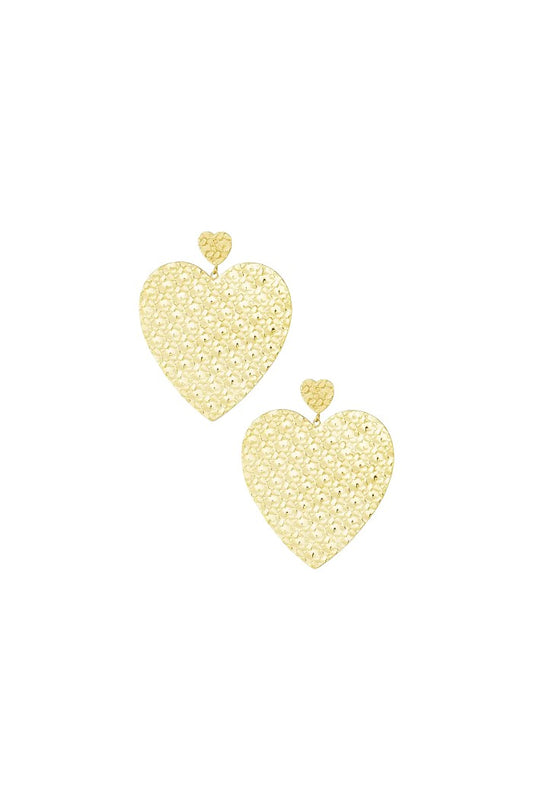 Oorbel met kleine hartje met grote hartjes hanger - goud