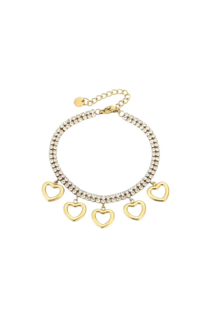 Tennis armband met hearts bedels